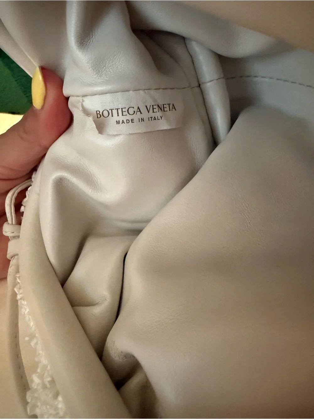 Bottega Veneta The Pouch Mini White Clutch Crossbody Strap Drawstring w/Dust Bag